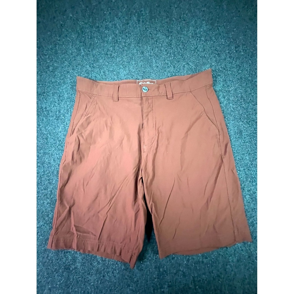 Eddie Bauer Travex Shorts Mens 34 Rust Brown High Rise Flat Front Camping Hiking